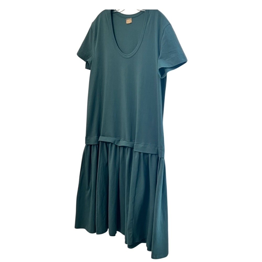 Free People Herron Drop Waist Maxi Dress Small Cotton Tiered Boho Green‎ - Picture 9 of 14